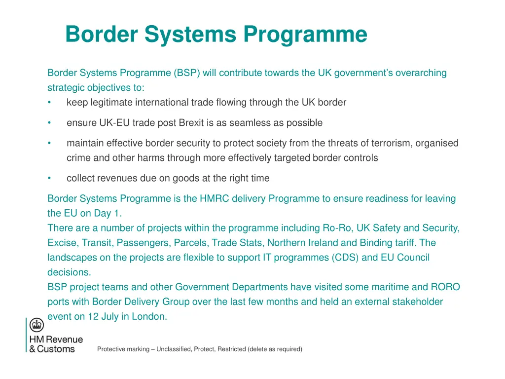 border systems programme