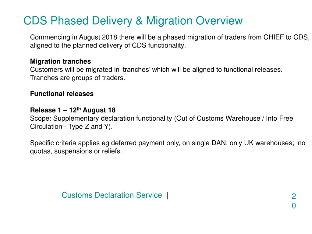 cds phased delivery migration overview