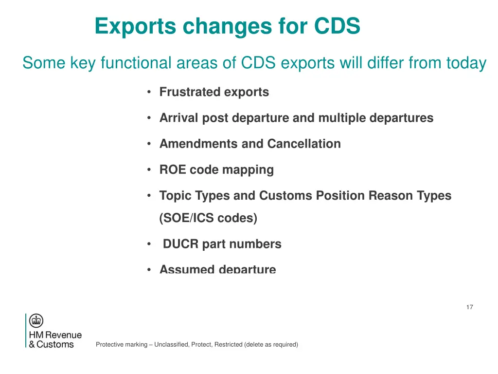 exports changes for cds