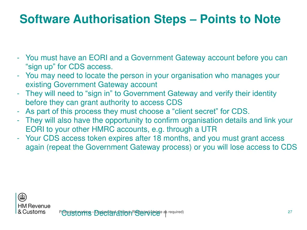 software authorisation steps points to note