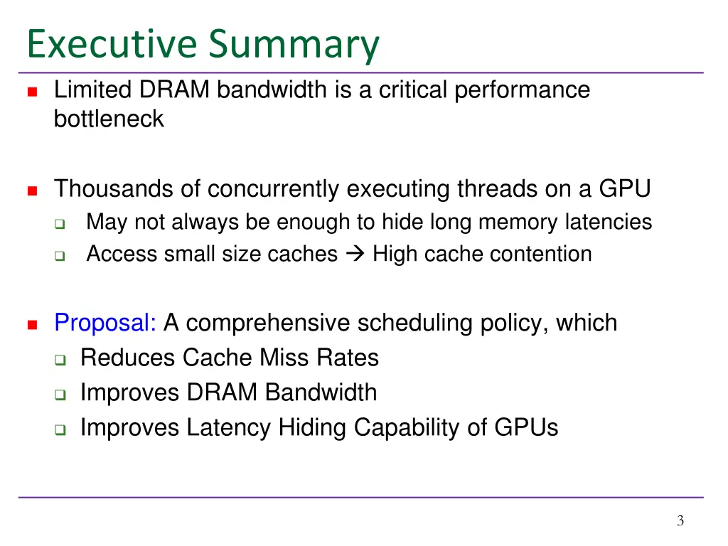 executive summary limited dram bandwidth