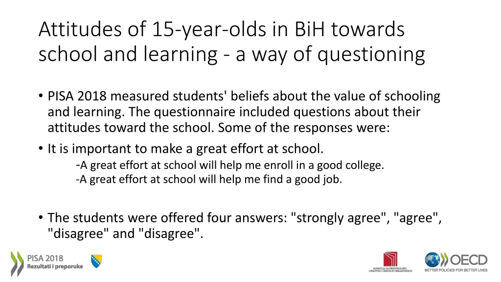 attitudes of 15 year olds in bih towards school 1