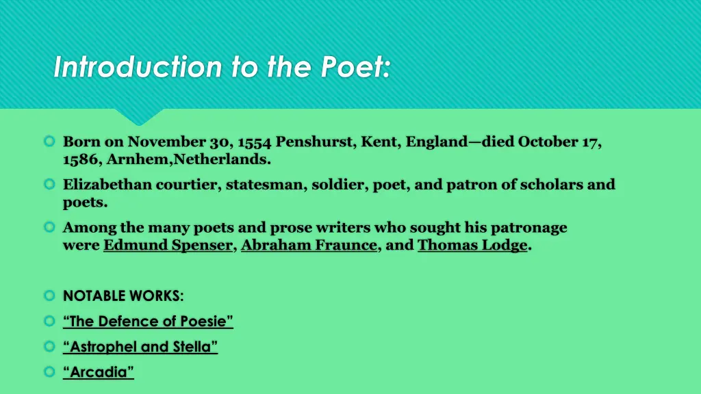 introduction to the poet