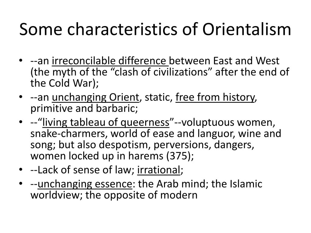 some characteristics of orientalism