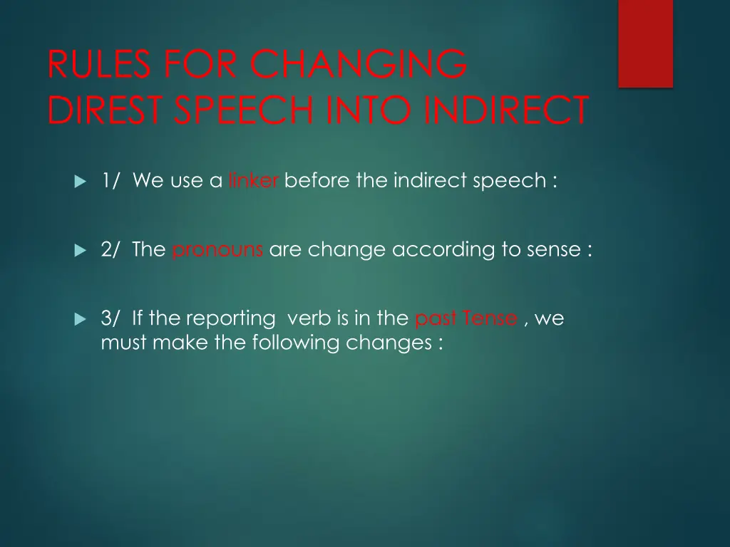 rules for changing direst speech into indirect