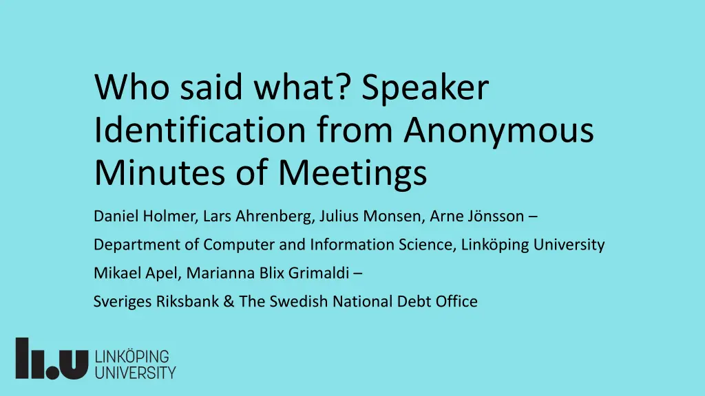 who said what speaker identification from