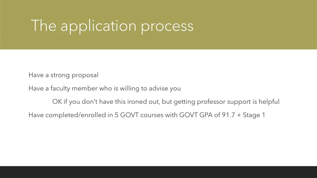 the application process