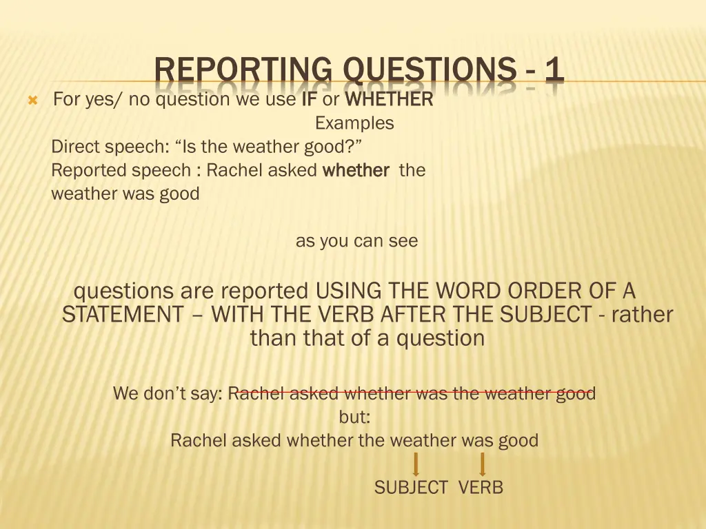 reporting questions 1 for yes no question