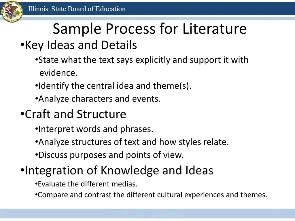 sample process for literature key ideas