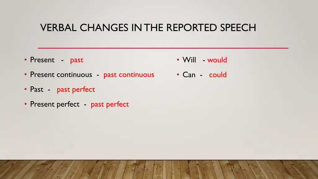 verbal changes in the reported speech