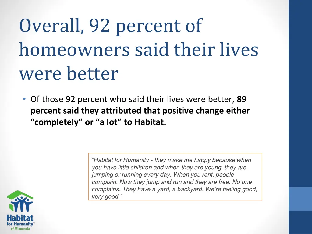 overall 92 percent of homeowners said their lives