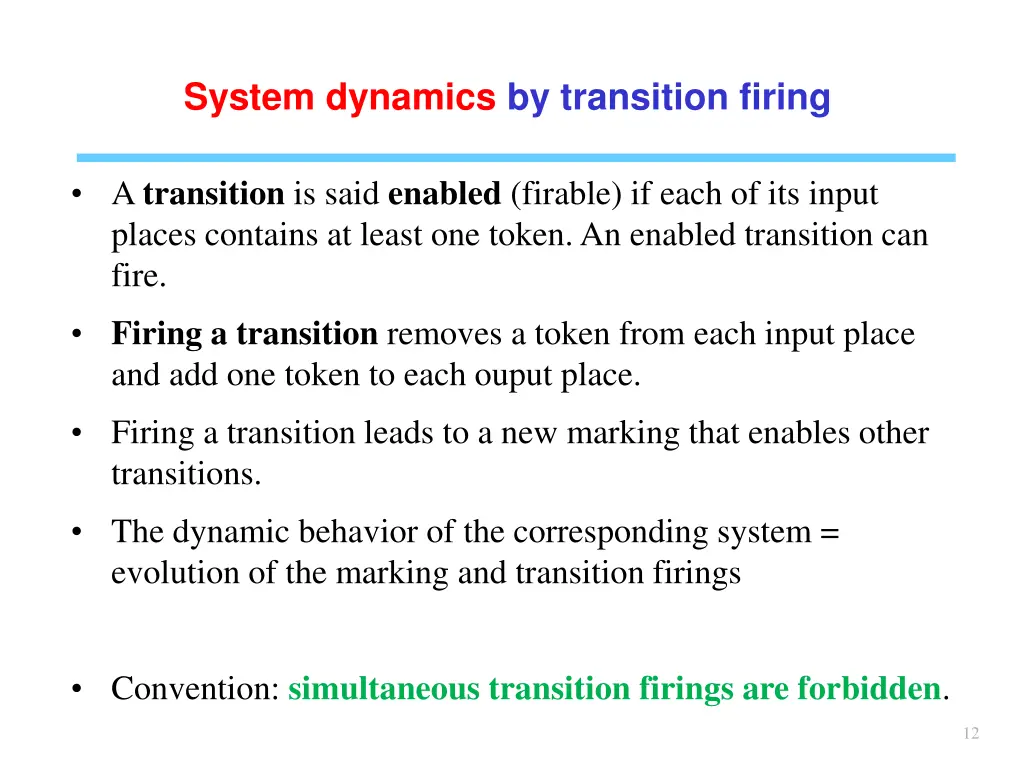 system dynamics by transition firing