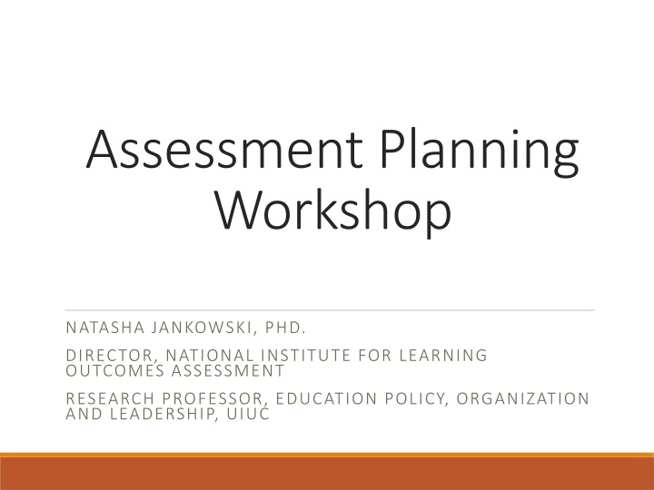 assessment planning workshop