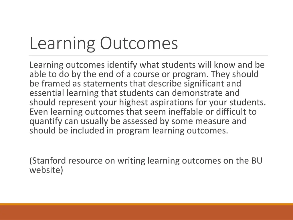 learning outcomes