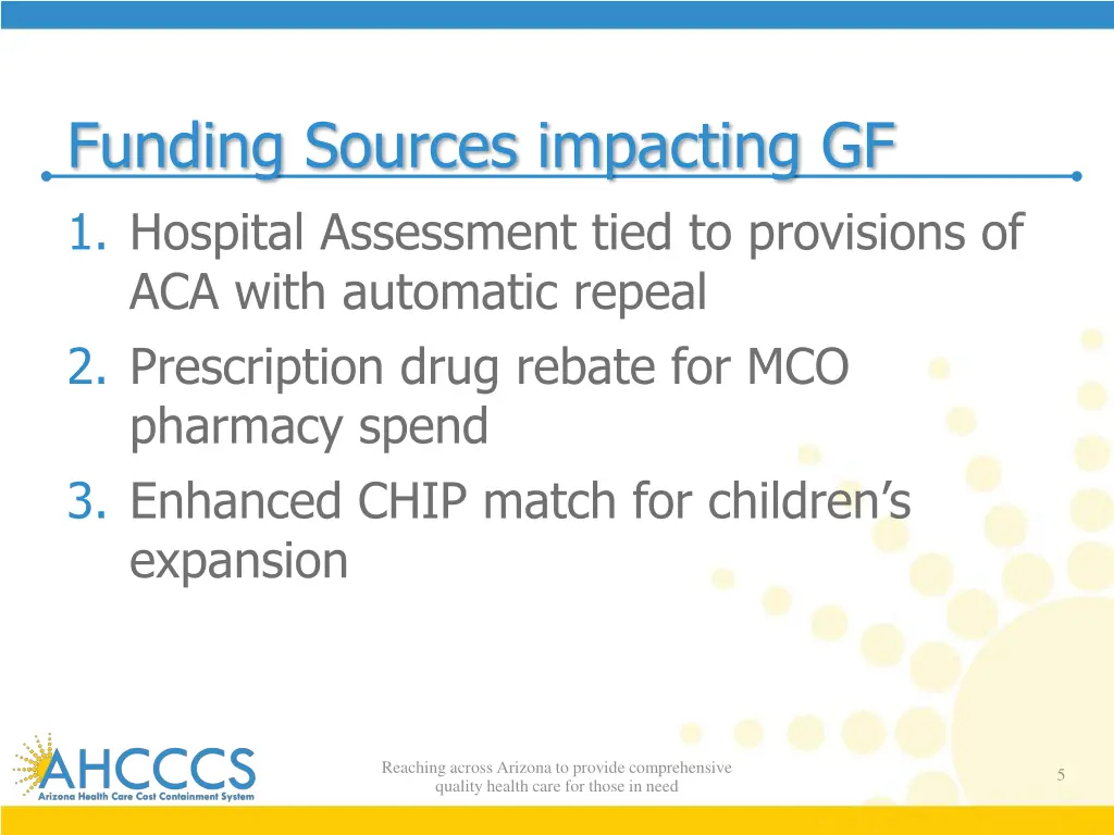 funding sources impacting gf 1 hospital