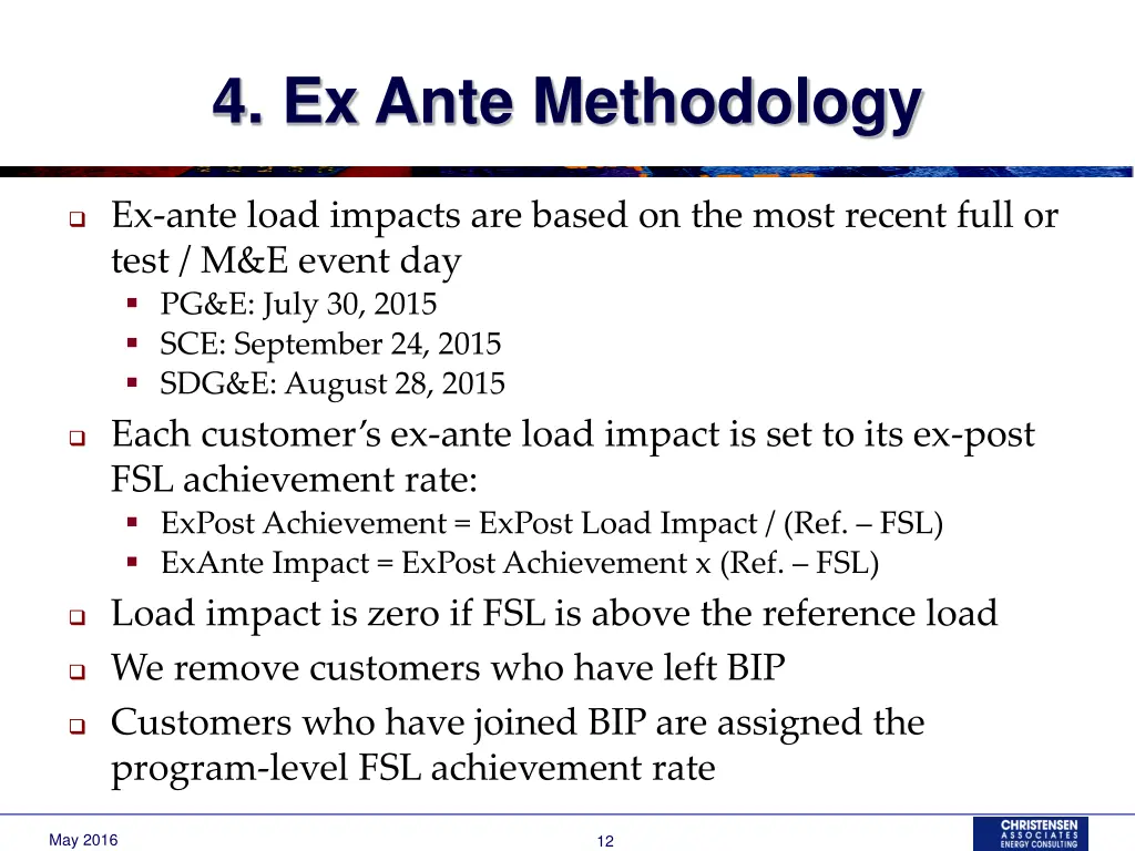 4 ex ante methodology