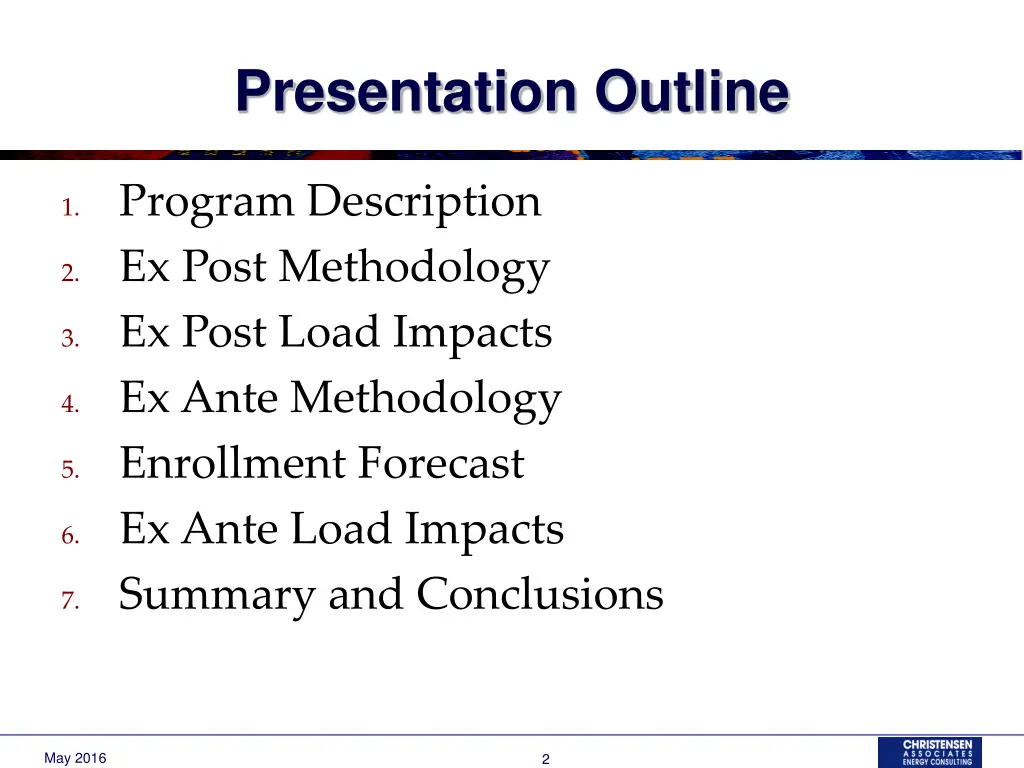 presentation outline