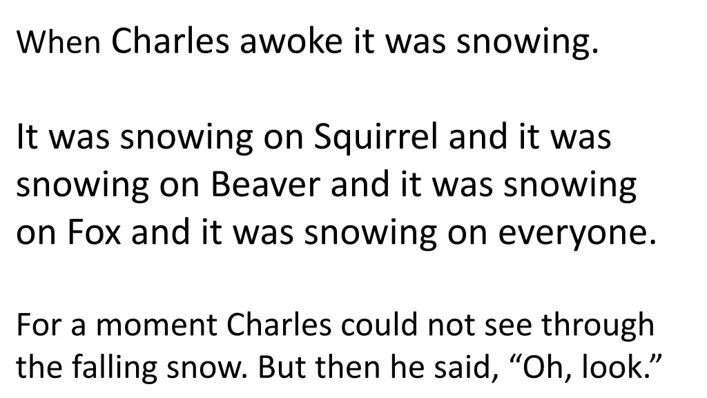 when charles awoke it was snowing