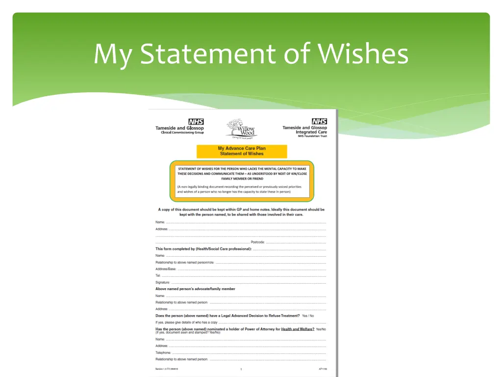 my statement of wishes