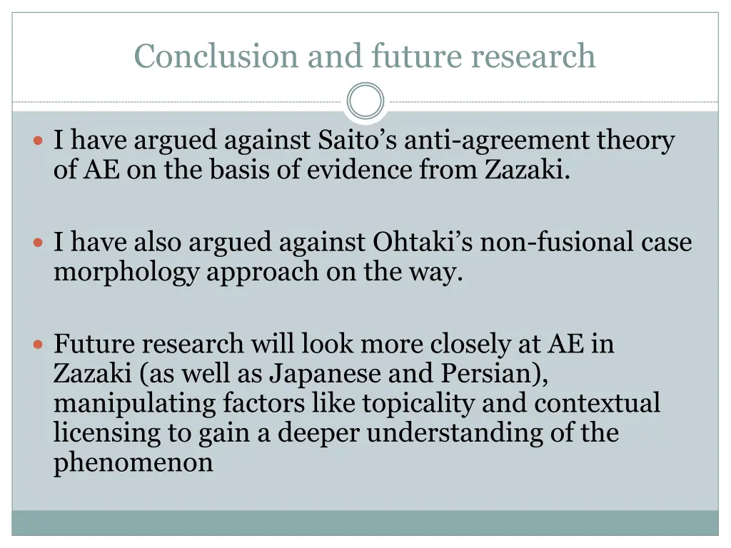 conclusion and future research