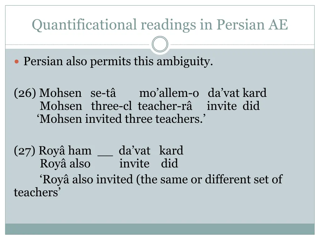 quantificational readings in persian ae