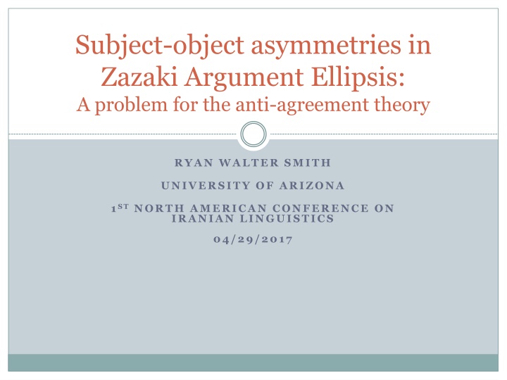 subject object asymmetries in zazaki argument