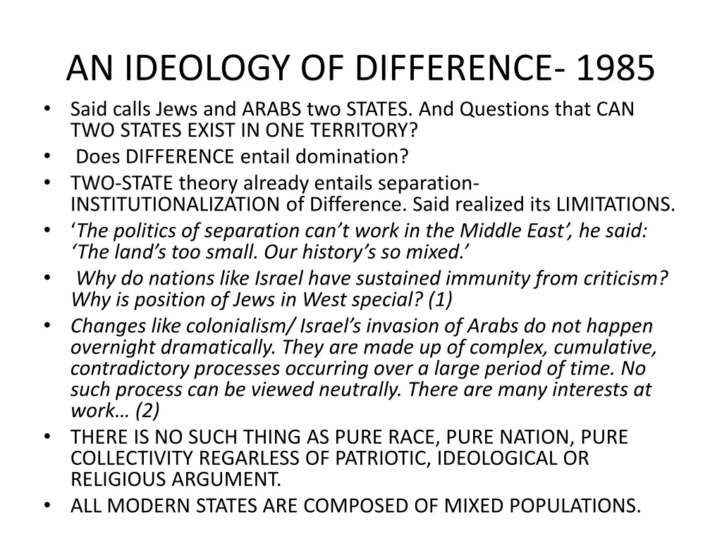 an ideology of difference 1985 said calls jews