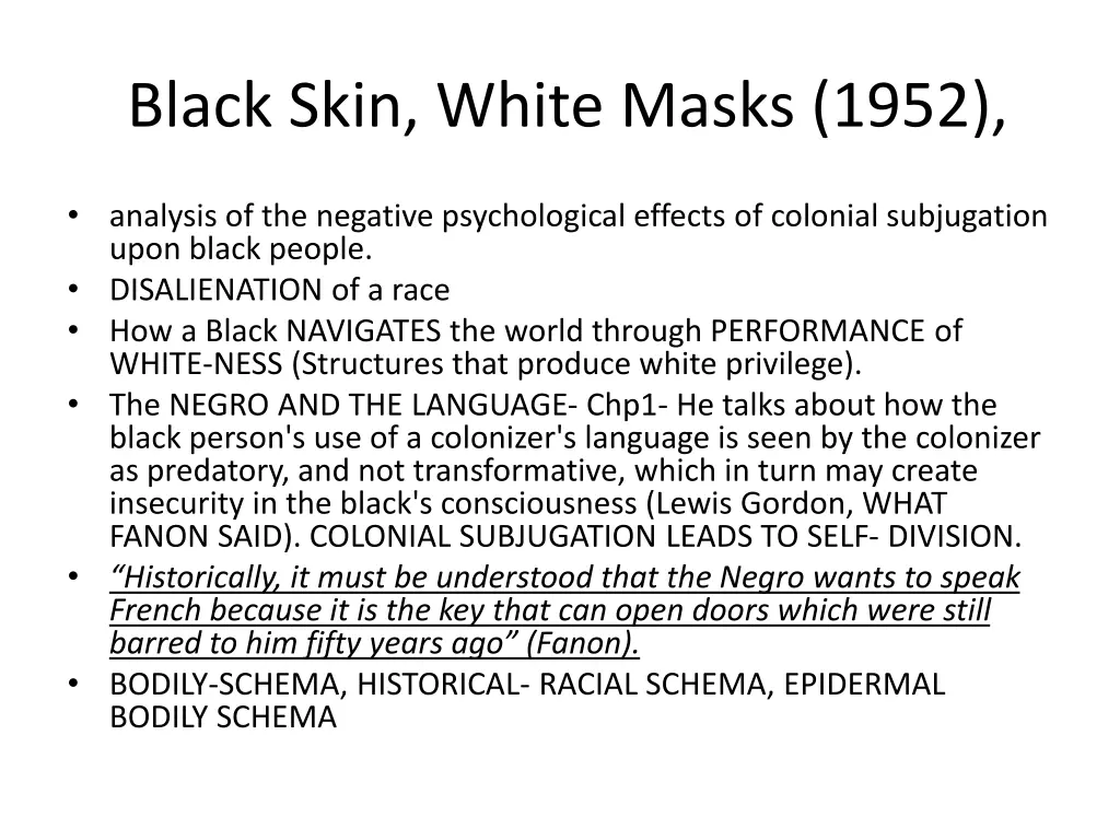 black skin white masks 1952