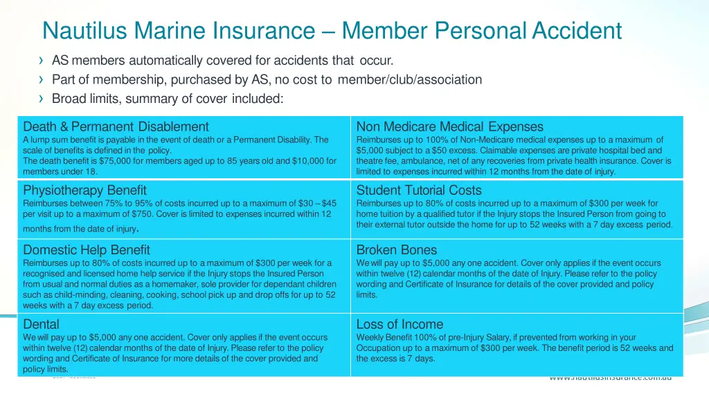 nautilus marine insurance member personalaccident