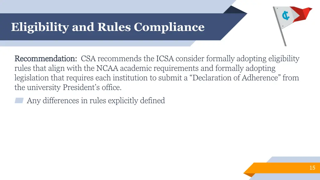 eligibility and rules compliance