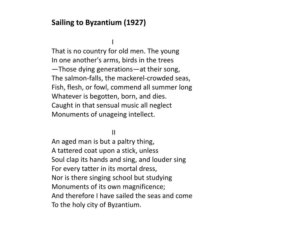 sailing to byzantium 1927