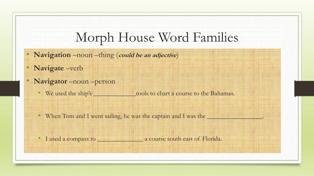 morph house word families navigation noun thing