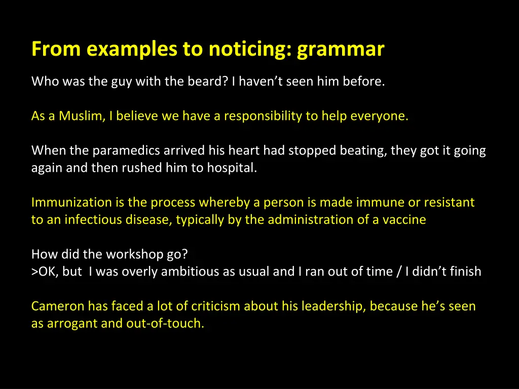 from examples to noticing grammar