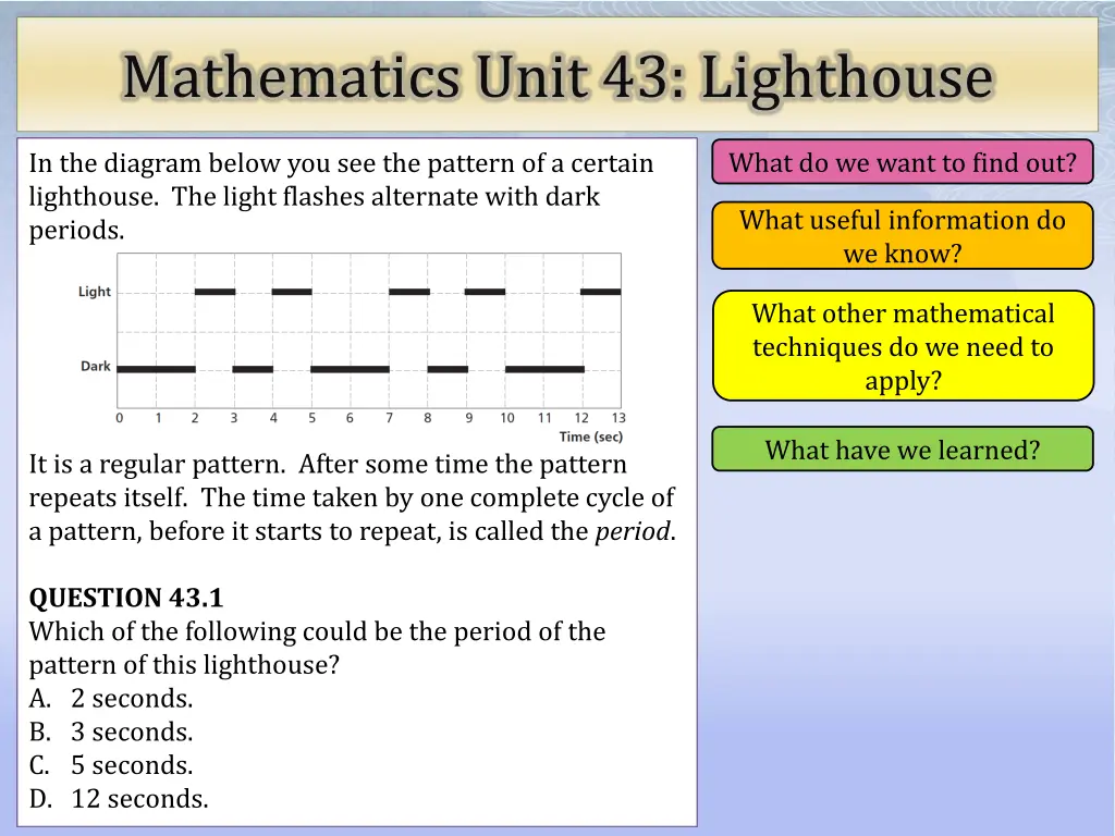 mathematics unit 43 lighthouse 1