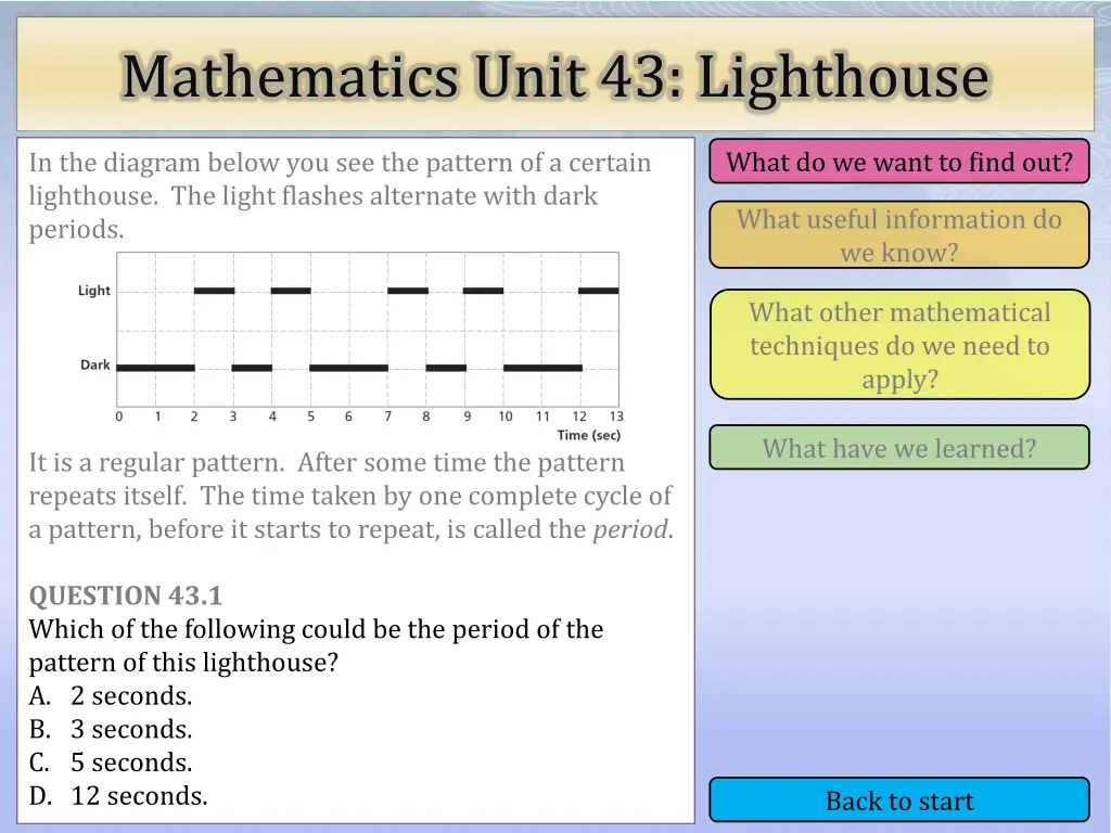 mathematics unit 43 lighthouse 2