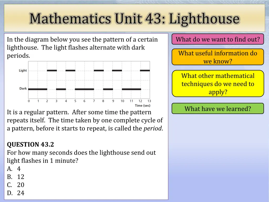 mathematics unit 43 lighthouse 6