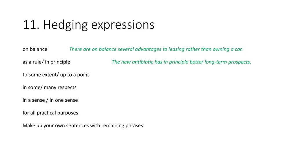 11 hedging expressions