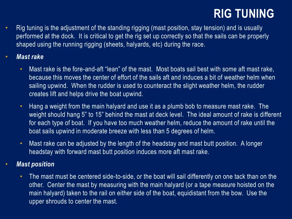 rig tuning