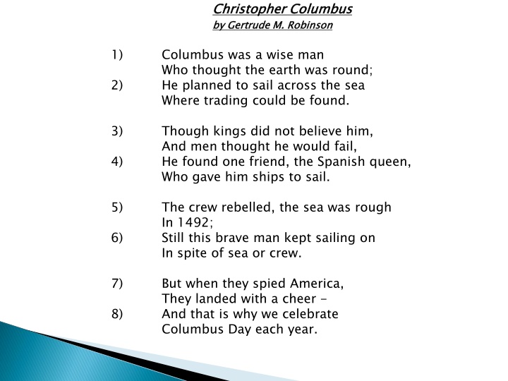 christopher columbus by gertrude m robinson