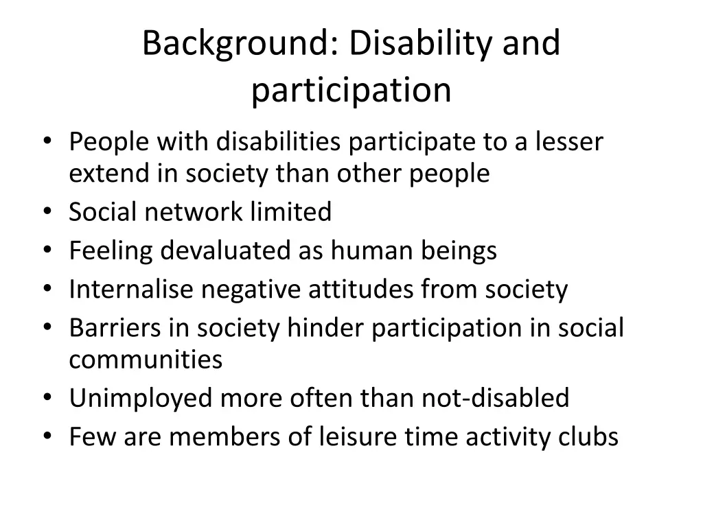 background disability and participation people