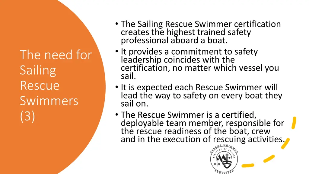 the sailing rescue swimmer certification creates