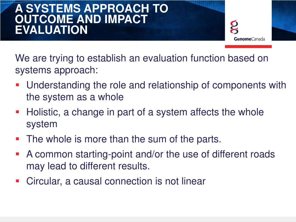 a systems approach to outcome and impact