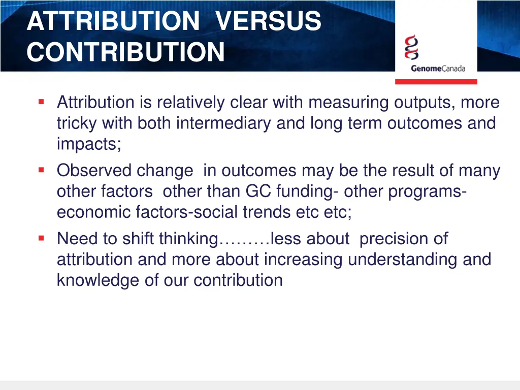 attribution versus contribution