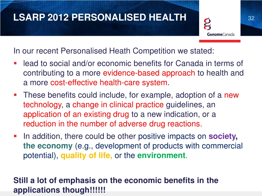 lsarp 2012 personalised health