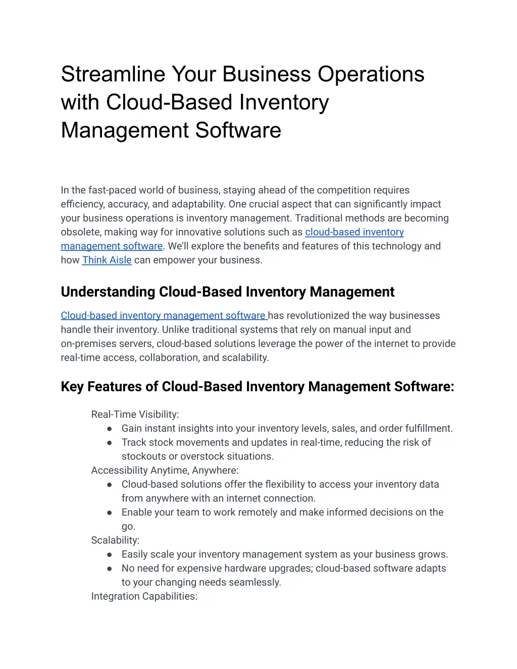 streamline your business operations with cloud