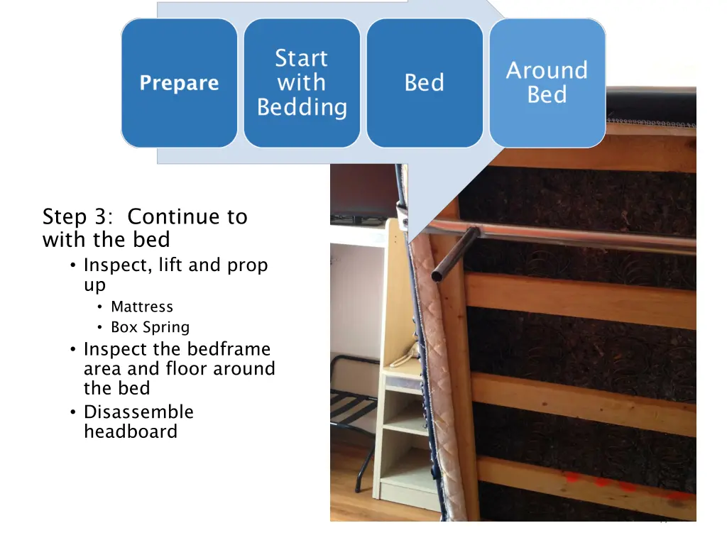 step 3 continue to with the bed inspect lift