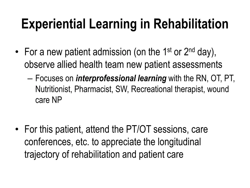 experiential learning in rehabilitation