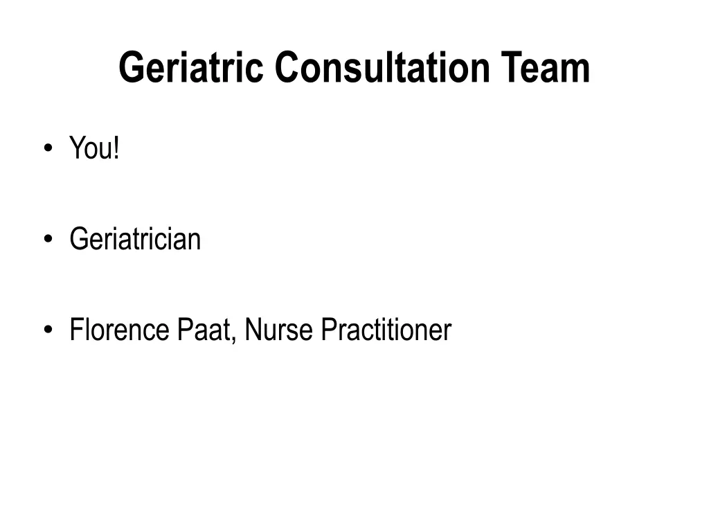 geriatric consultation team