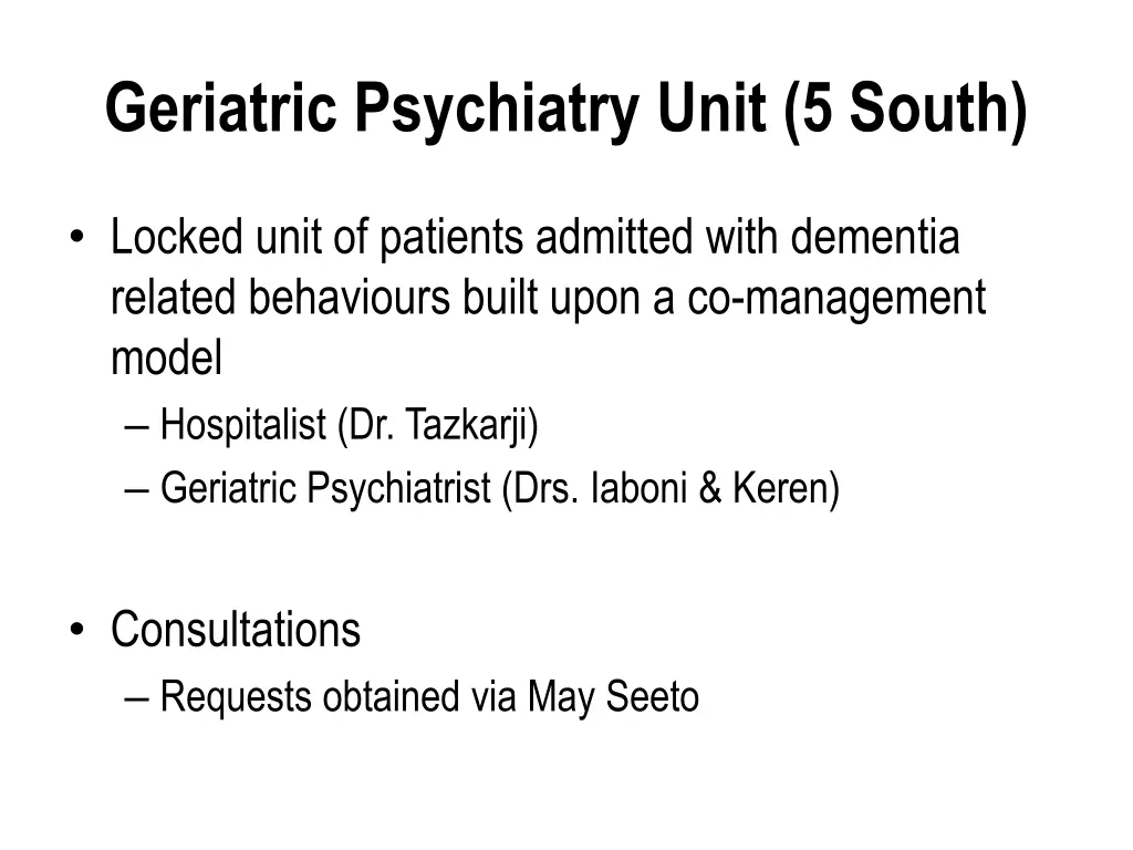 geriatric psychiatry unit 5 south