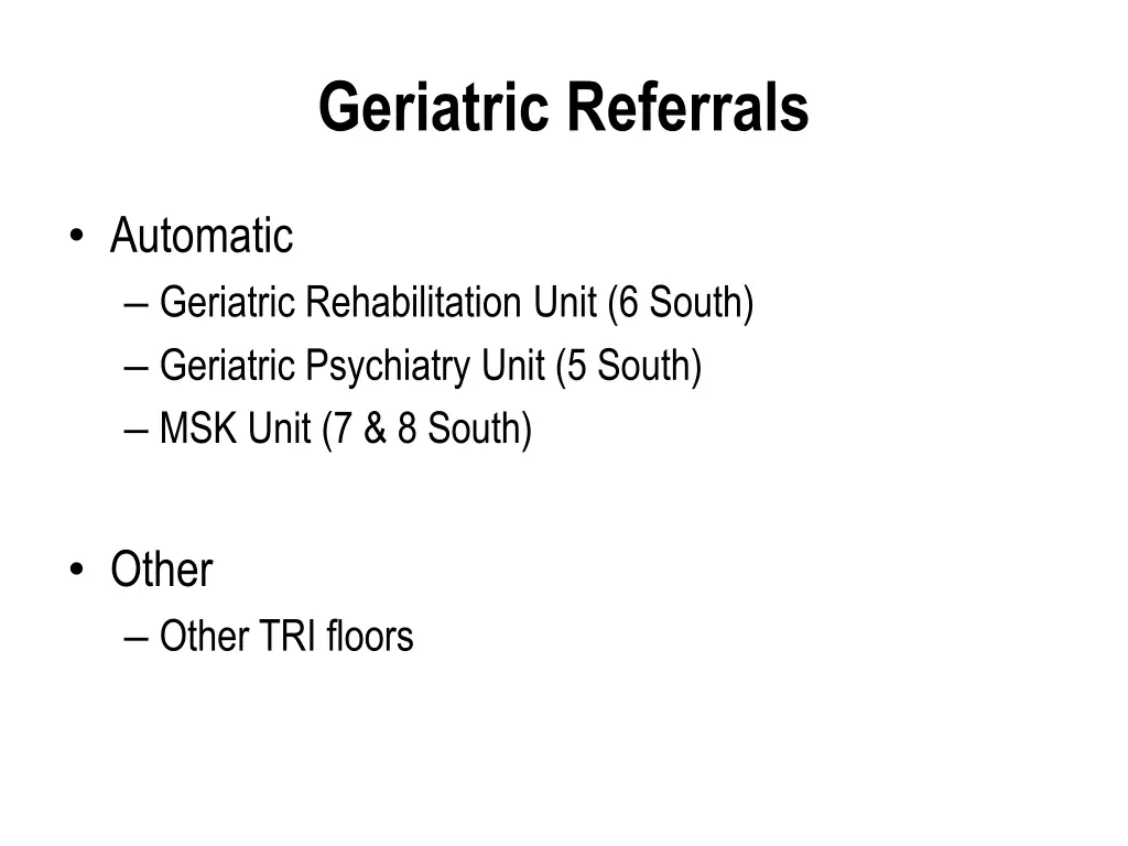 geriatric referrals